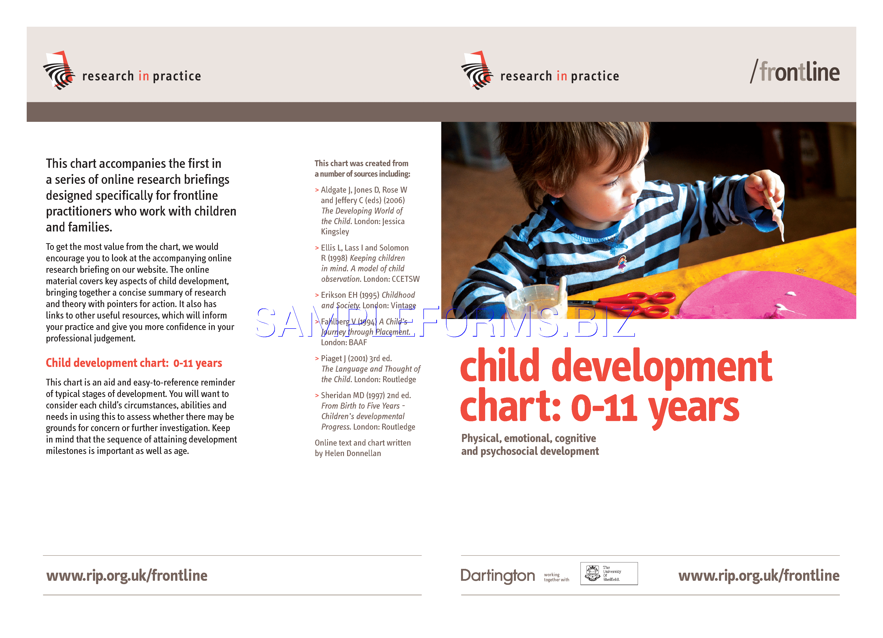 Preview free downloadable Child Development Chart 0-11 Years in PDF (page 1)